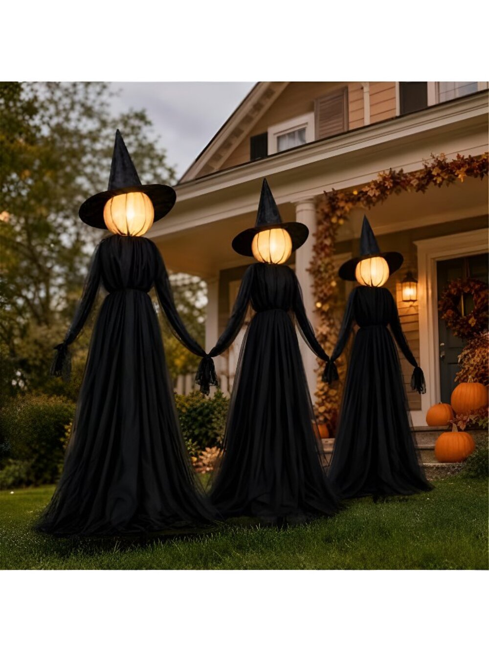 Halloween Witch Decorations Outdoor, 5FT Set of 3 Lighted Witches